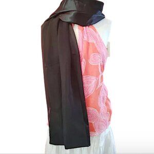 henri bendel  Evening Stole / Cape / Shawl Vintage Black Satin & Crepe 68" x 20"